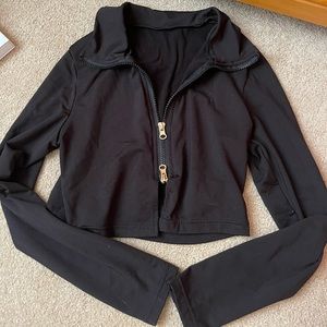 Black cropped long sleeve top